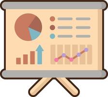 An icon of a presentation board with graphs and charts vector