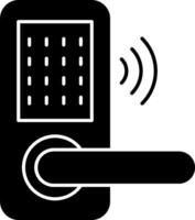 A black and white image of a door lock with a keypad vector