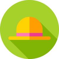 A flat icon of a hat on a green circle vector