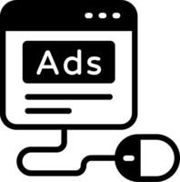 Ads on a computer screen with a mouse connected to it vector