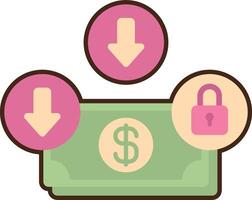 Money with padlock and arrows vector
