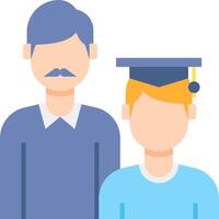 A man and a boy wearing graduation caps vector