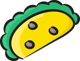 A cartoon taco with black dots on it vector