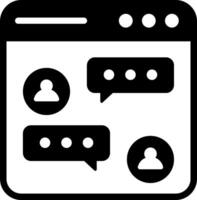A black and white icon of a chat box with two people vector