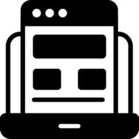 A black and white icon of a computer screen vector