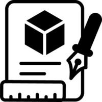 A black and white image of a pen and paper with a box vector