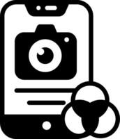 A smartphone with a camera and a camera lens vector