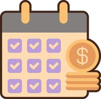 A calendar with a dollar coin and check marks vector
