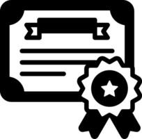 A certificate with a star and ribbon icon vector