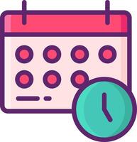 Calendar icon with clock and calendar vector
