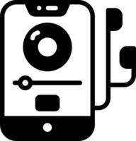 A black and white image of a phone with a camera vector
