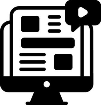 A computer monitor with a player icon vector