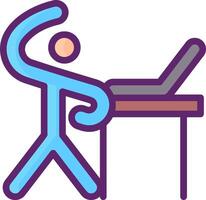 A person is standing in front of a laptop vector