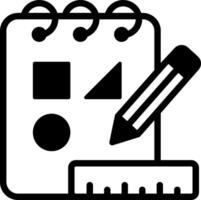A black and white image of a notebook and pencil vector