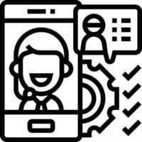A phone with a person on the screen and a person in the background vector