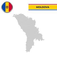 Dotted map of Moldova with circular flag vector