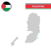 Dotted map of Palestine with circular flag vector