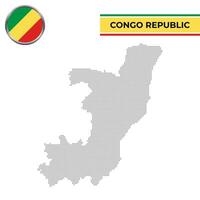 Dotted map of Congo Republic with circular flag vector