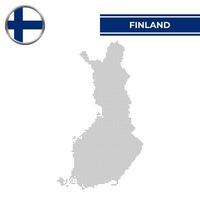 Dotted map of Finland with circular flag vector