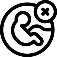 A black and white icon of a baby in a crib vector