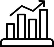 An icon of a bar graph with a growing line vector