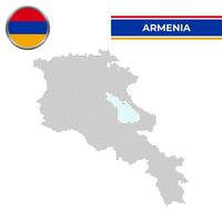 Dotted map of Armenia with circular flag vector