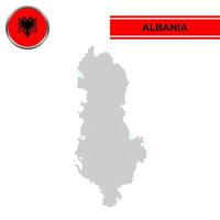 Dotted map of Albania with circular flag vector