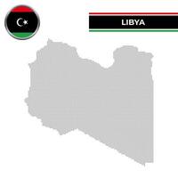 Dotted map of Libya with circular flag vector