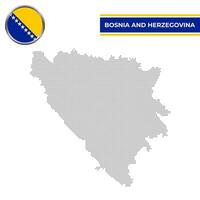 Dotted map of Bosnia and Herzegovina with circular flag vector