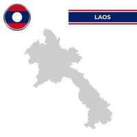 Dotted map of Laos with circular flag vector