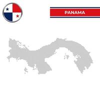 Dotted map of Panama with circular flag vector