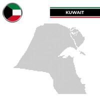 Dotted map of Kuwait with circular flag vector