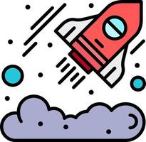 A rocket is flying through the sky with clouds vector