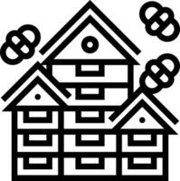 A black and white image of a house with chains vector