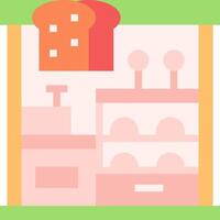 An illustration of a bakery with a sign that says open vector