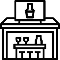 A bar with a computer and a bottle of wine vector