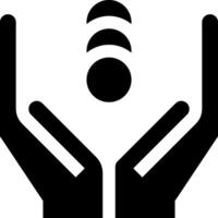 A black and white icon of two hands holding a ball vector