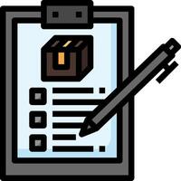 Clipboard with pen and box icon vector