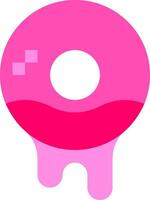 A pink donut with a dripping liquid on it vector