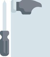 A hammer and screwdriver are shown in a flat style vector