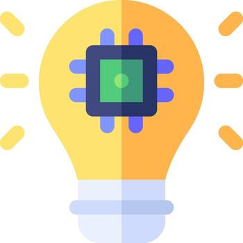 An image of a light bulb with a computer chip inside vector