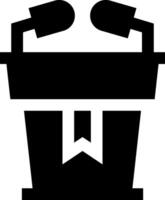 A black and white icon of a podium with microphones vector