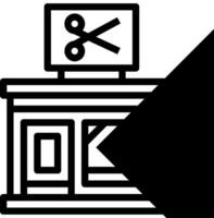 A black and white image of a store with scissors vector