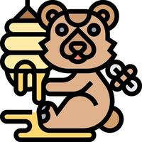 A cartoon bear holding a honeycomb vector