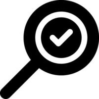 A magnifying glass icon with a check mark vector