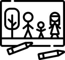 A family is sitting on a couch and a pencil is next to them vector