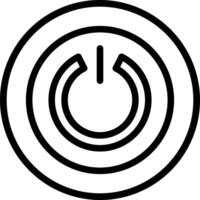 A black and white icon of a power button vector