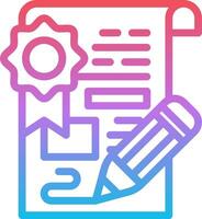 A pen and paper icon with a certificate vector