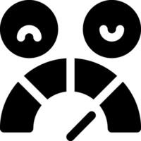 A black and white icon of a speedometer vector