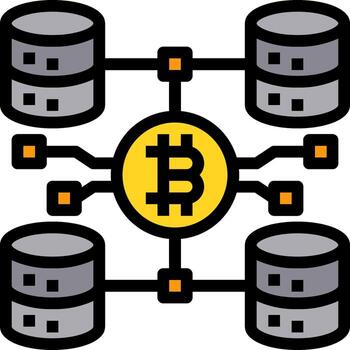 Bitcoin mining cloud computing vector